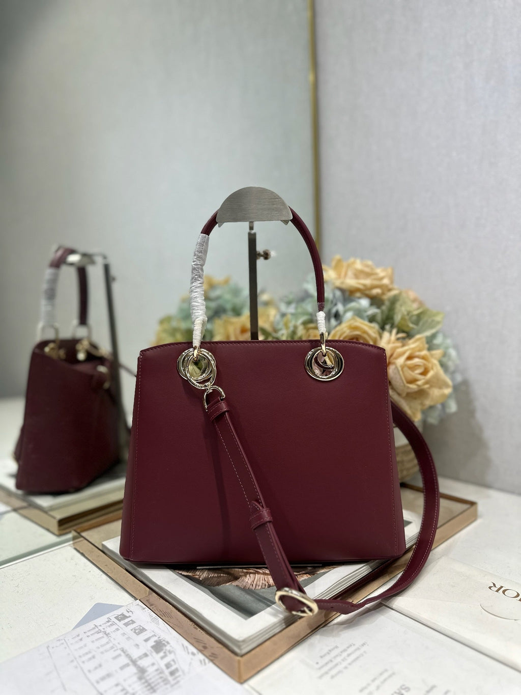 Dior M0737 Cigale top handle bag Wine Red