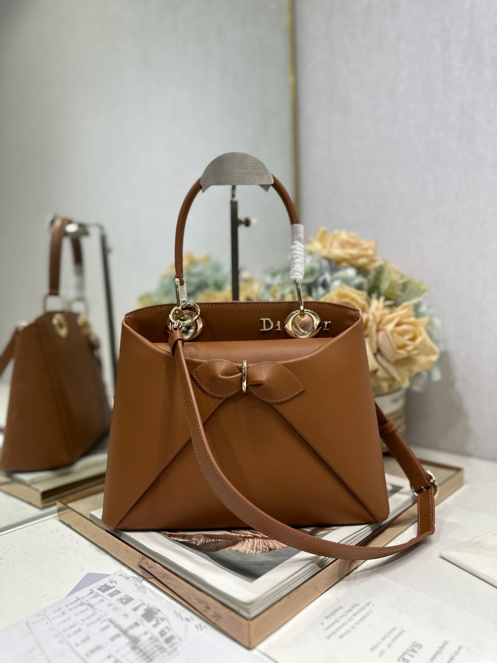 Dior M0737 Cigale top handle bag Brown