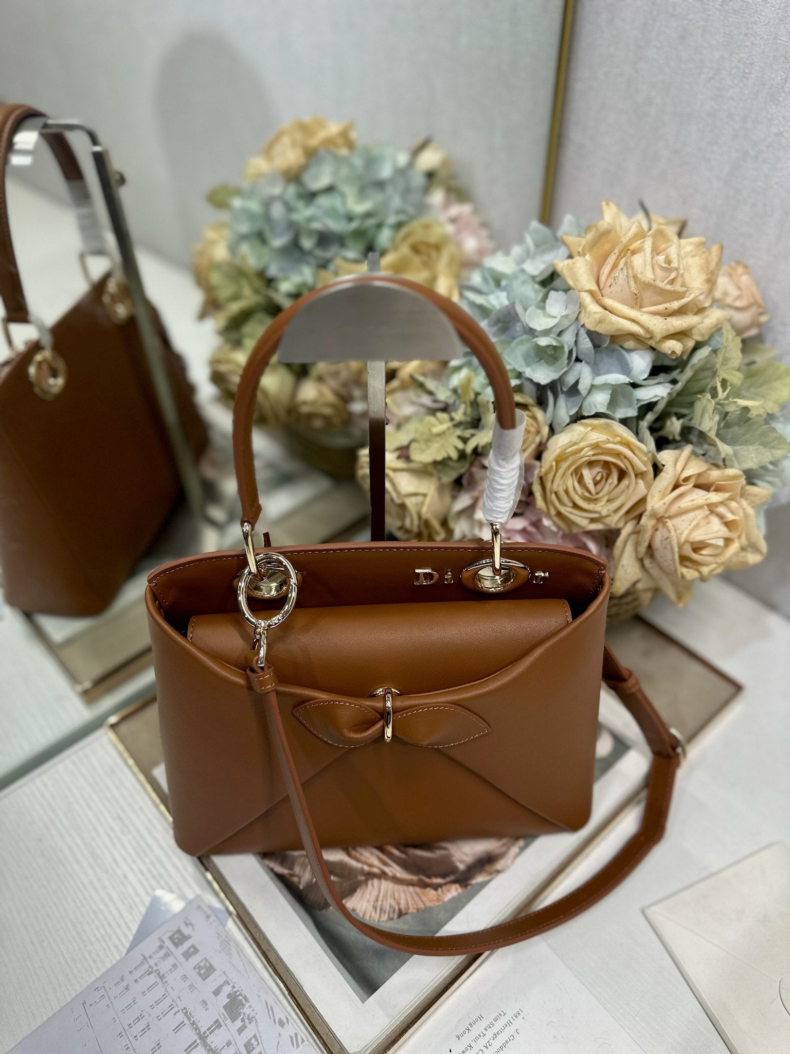 Dior M0737 Cigale top handle bag Brown