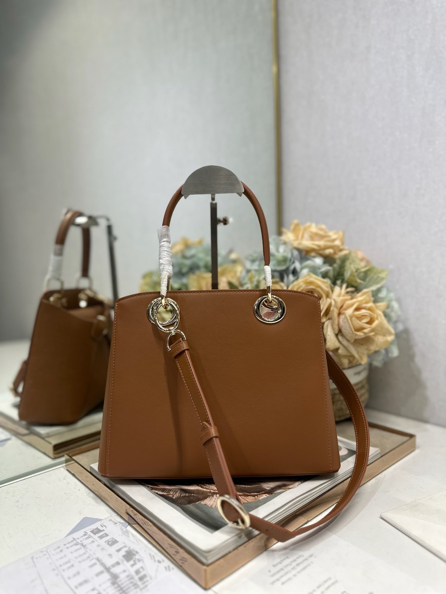 Dior M0737 Cigale top handle bag Brown