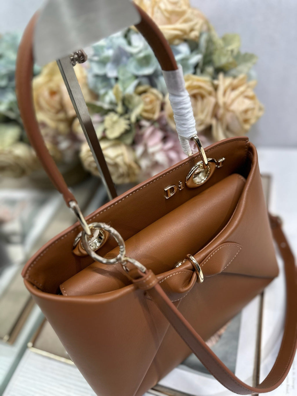 Dior M0737 Cigale top handle bag Brown