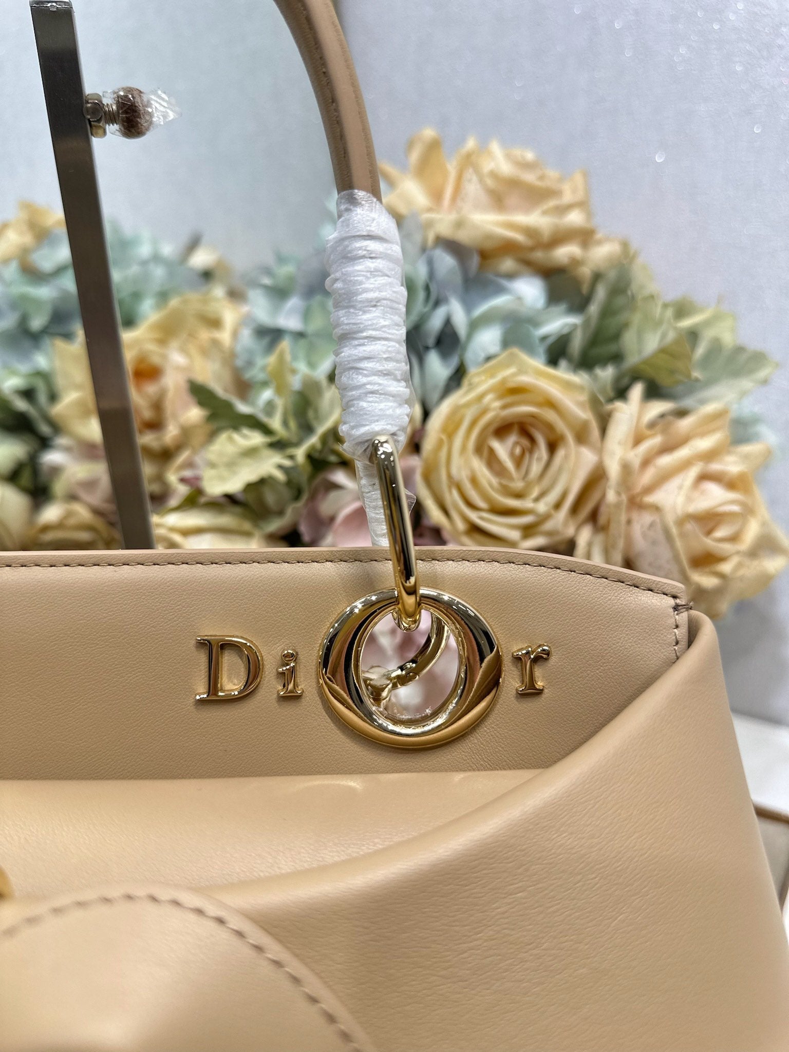 Dior M0737 Cigale top handle bag Apricot