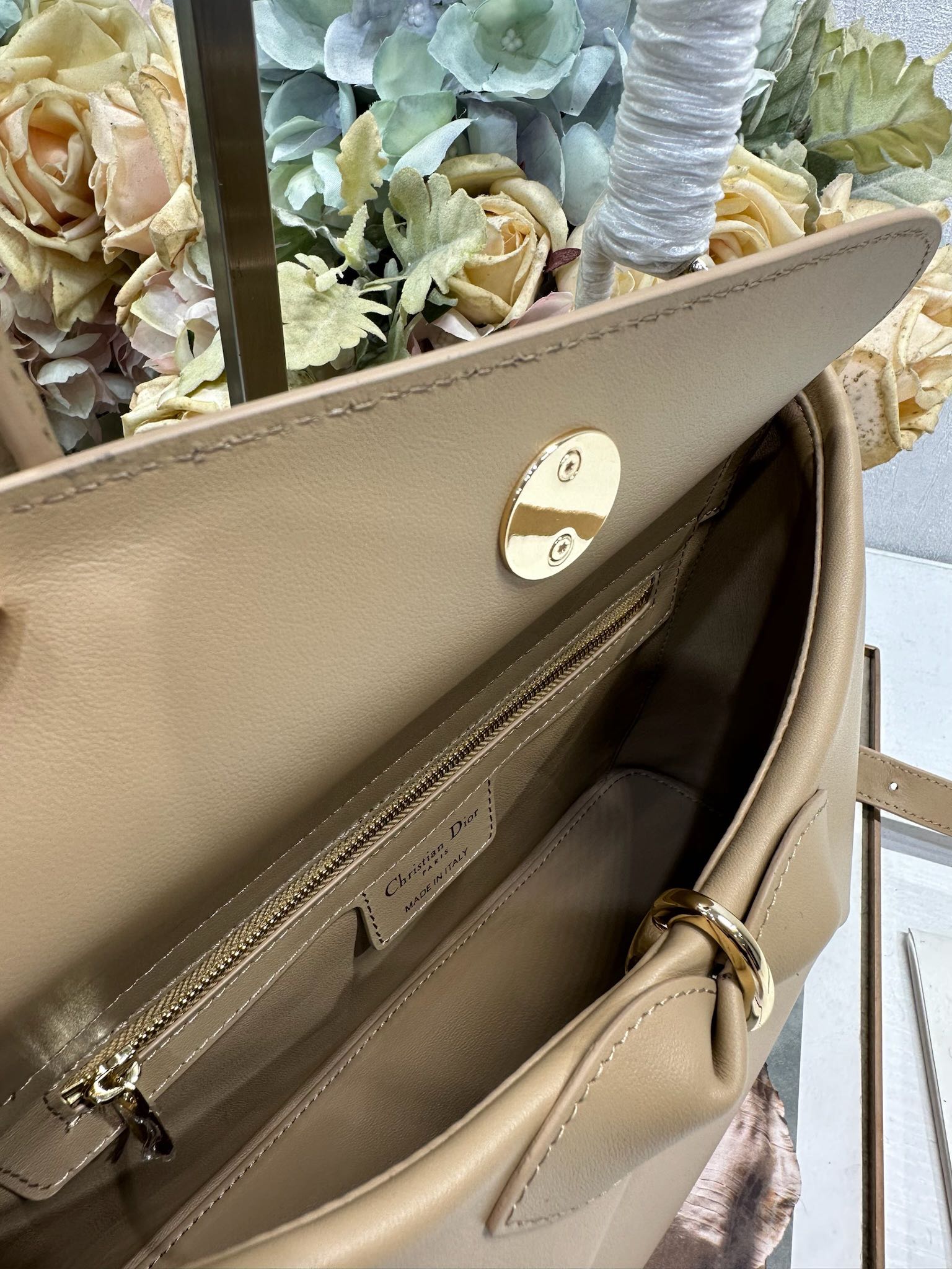 Dior M0737 Cigale top handle bag Apricot