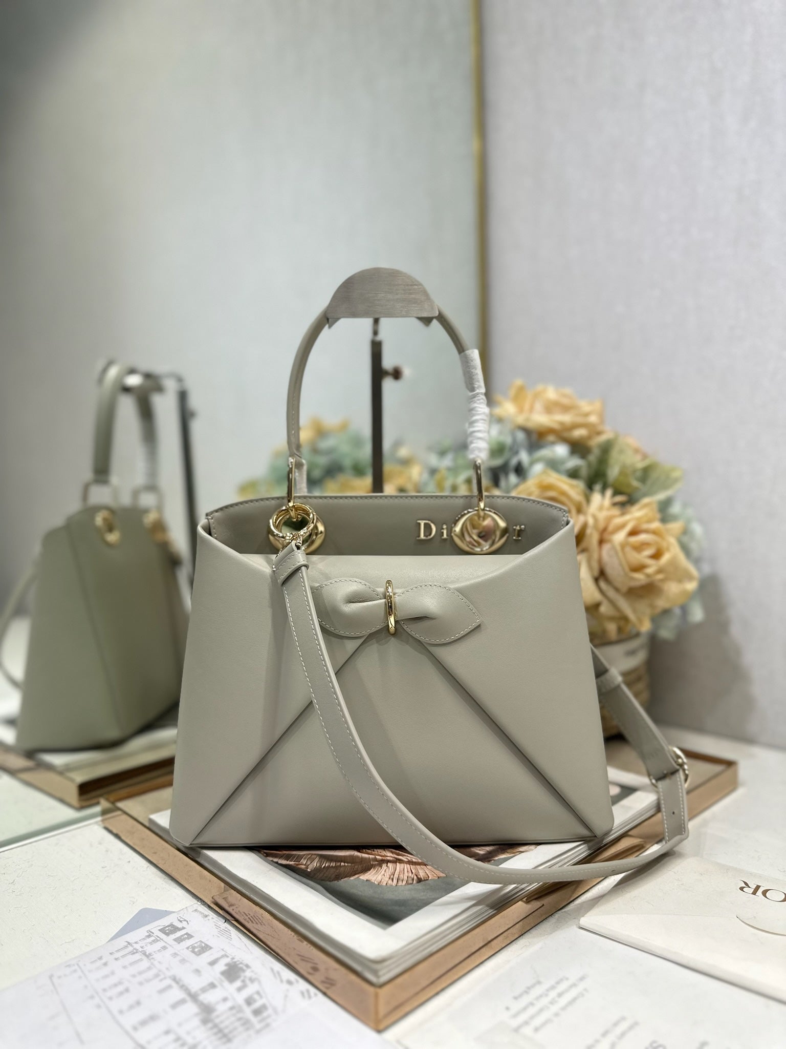 Dior M0737 Cigale top handle bag Gray