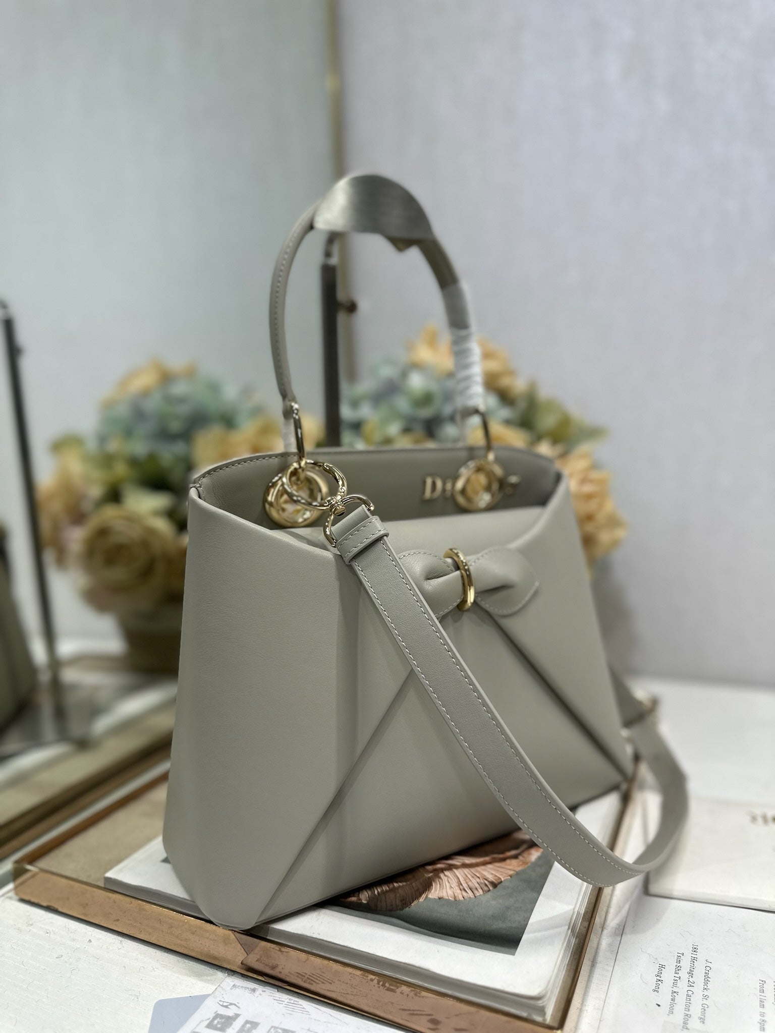 Dior M0737 Cigale top handle bag Gray