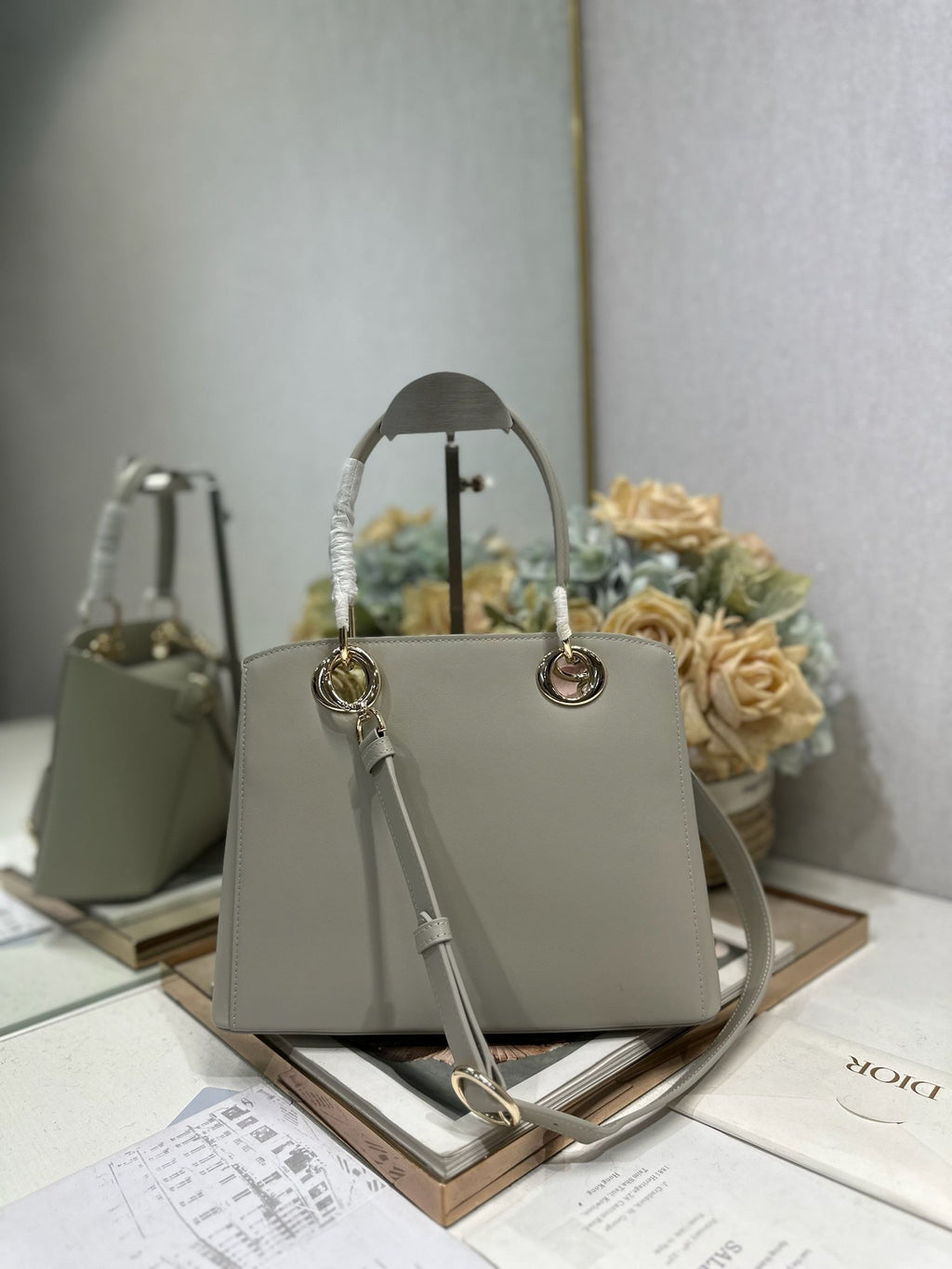 Dior M0737 Cigale top handle bag Gray