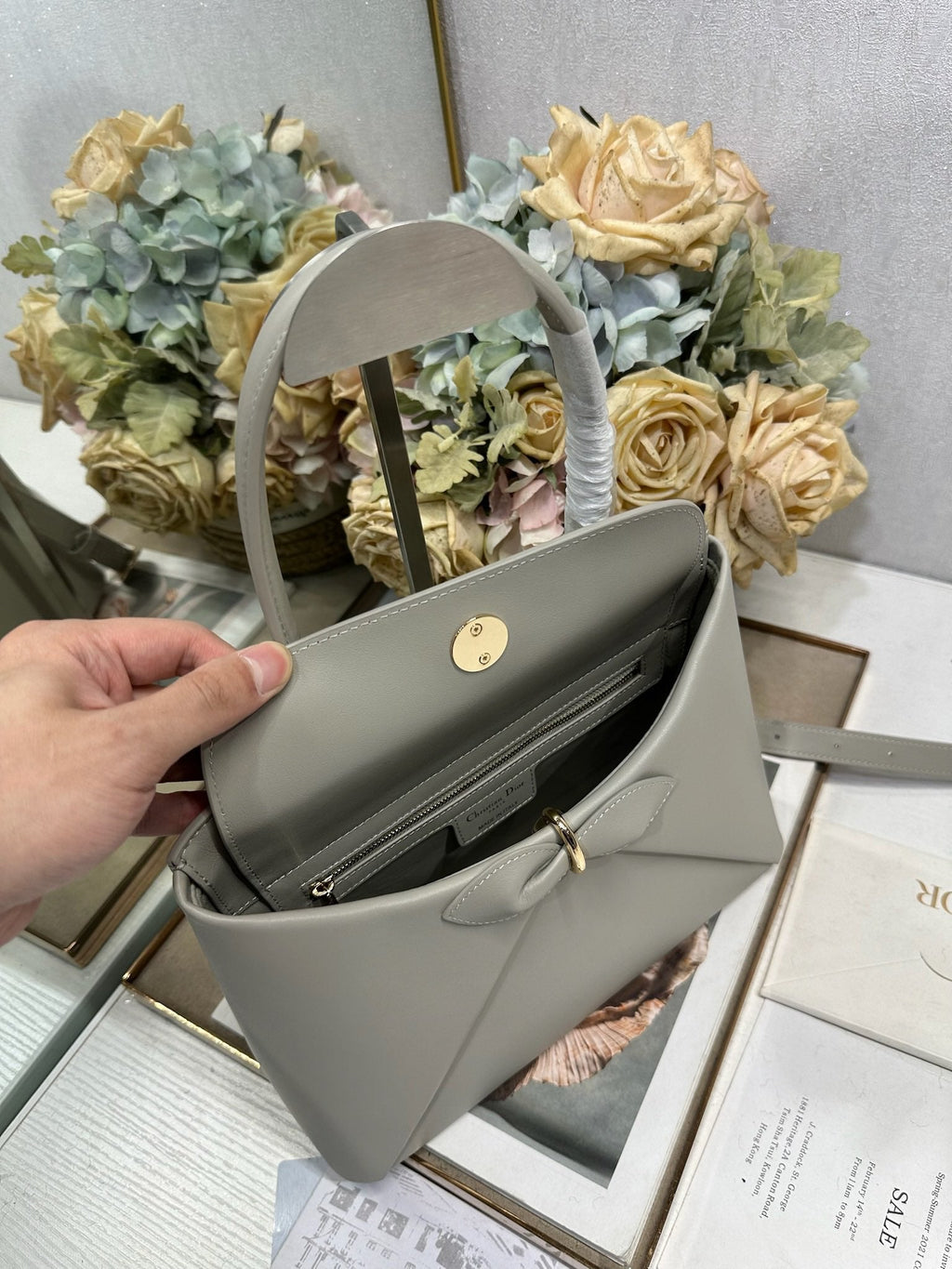 Dior M0737 Cigale top handle bag Gray