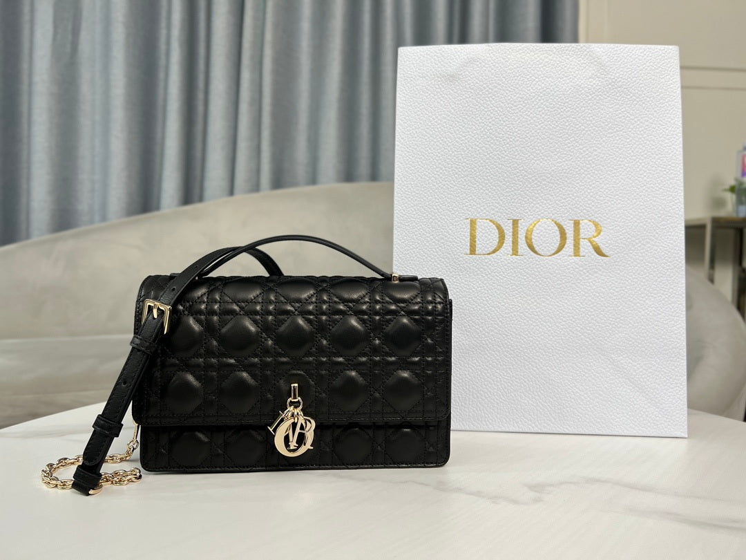 Dior M0997 My Dior Top Handle Bag Black Cannage Lambskin - Default Title - View 1