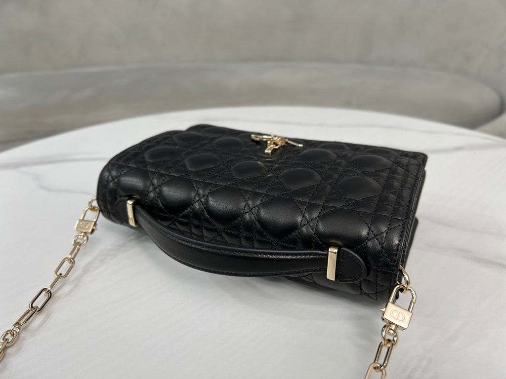 Dior M0997 My Dior Top Handle Bag Black Cannage Lambskin