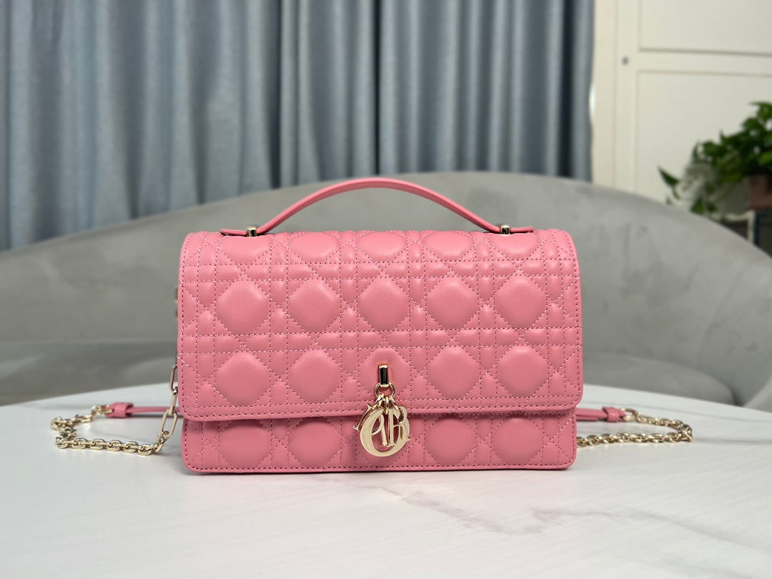 Dior M0997 My Dior Top Handle Bag Pink Cannage Lambskin
