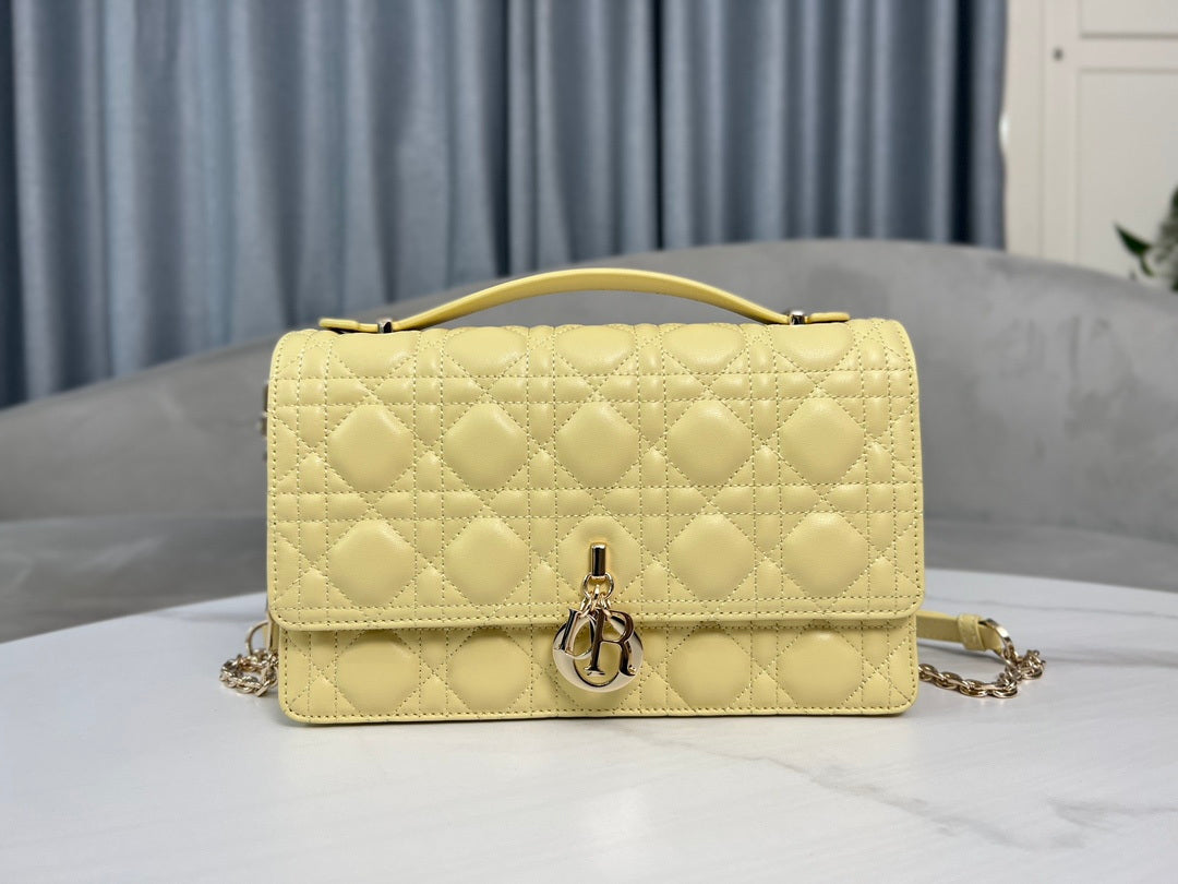 Dior M0997 My Dior Top Handle Bag Yellow Cannage Lambskin - Default Title - View 2