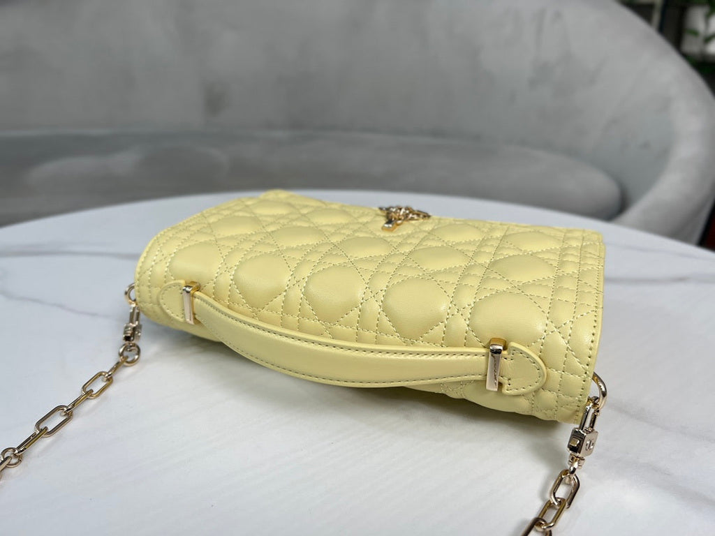 Dior M0997 My Dior Top Handle Bag Yellow Cannage Lambskin