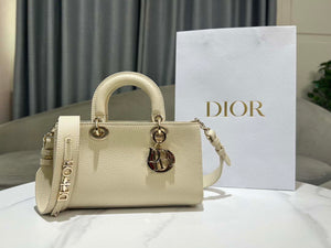 Dior M1151 Small Lady D-Sire My ABCDior Bag Beige Bull Leather - Default Title - View 1