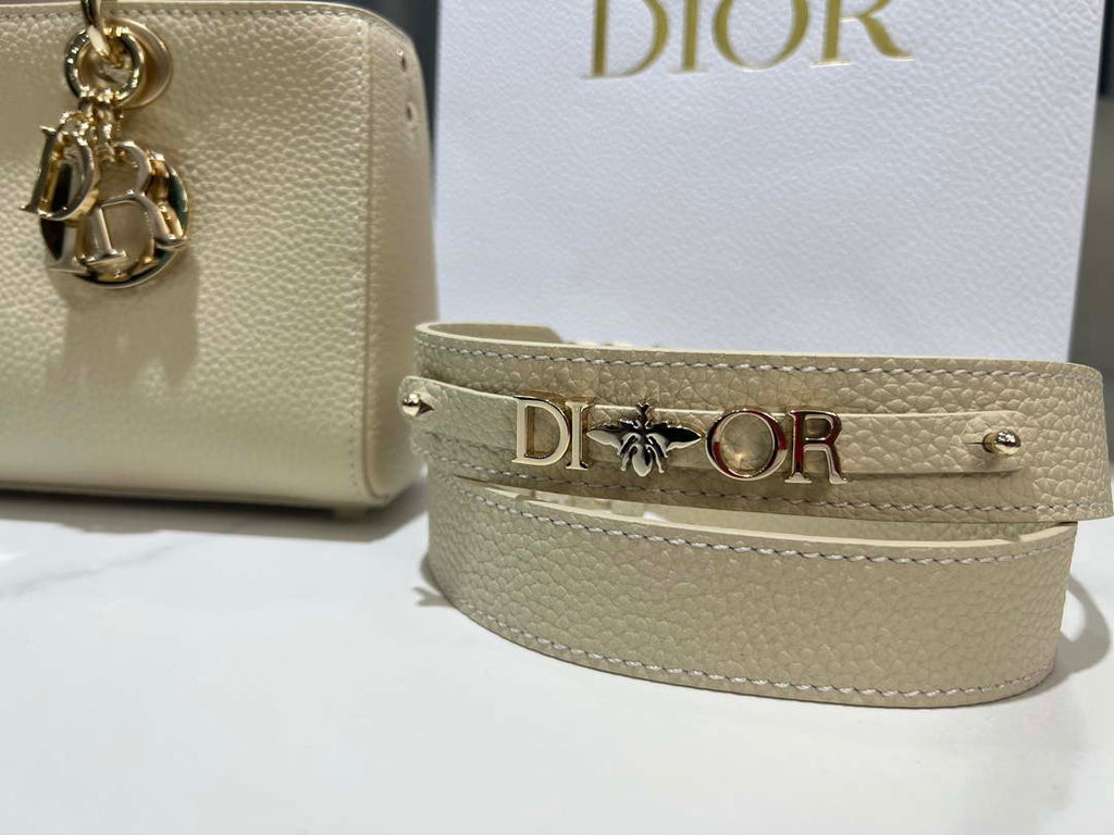 Dior M1151 Small Lady D-Sire My ABCDior Bag Beige Bull Leather
