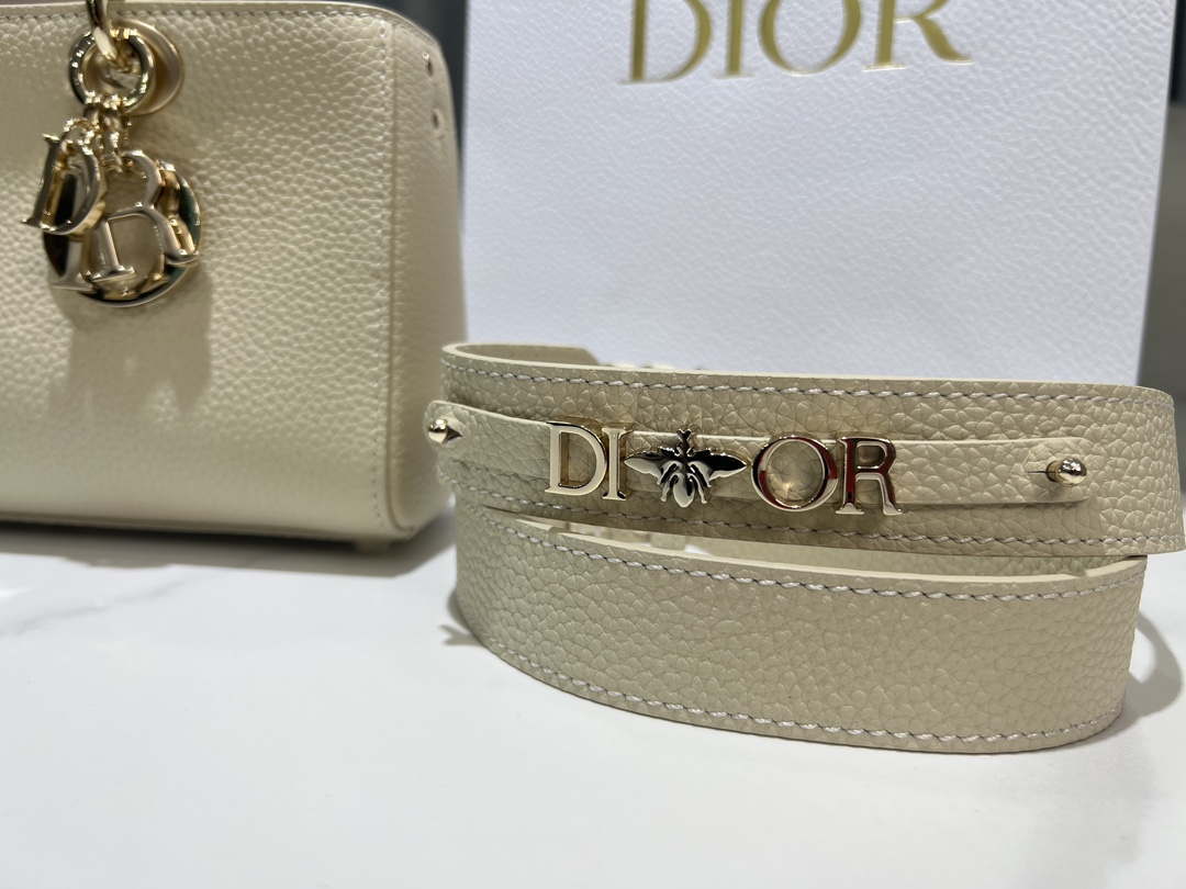 Dior M1151 Small Lady D-Sire My ABCDior Bag Beige Bull Leather - Default Title - View 2