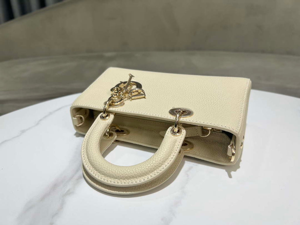 Dior M1151 Small Lady D-Sire My ABCDior Bag Beige Bull Leather