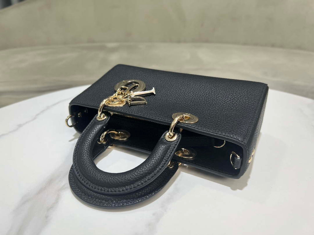 Dior M1151 Small Lady D-Sire My ABCDior Bag Black Bull Leather