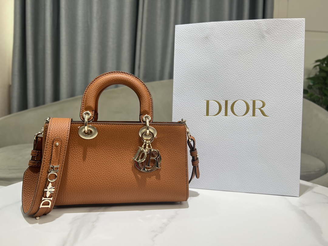 Dior M1151 Small Lady D-Sire My ABCDior Bag Dark Brandy Bull Leather - Default Title - View 1