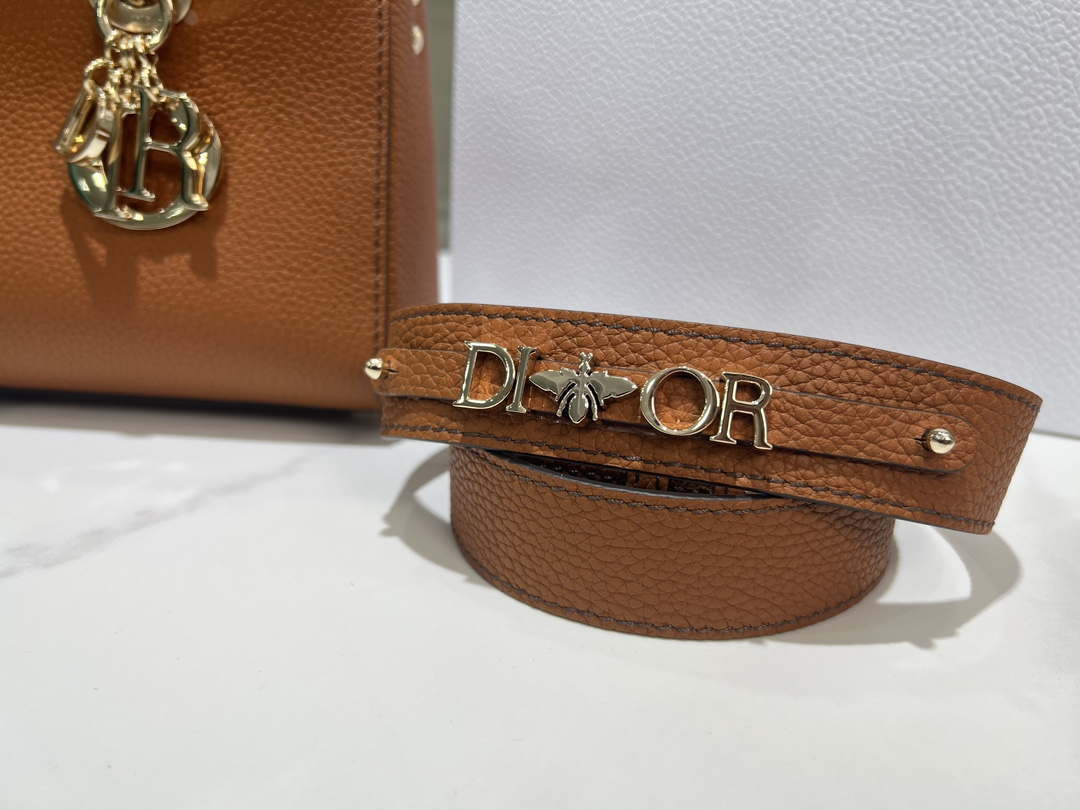 Dior M1151 Small Lady D-Sire My ABCDior Bag Dark Brandy Bull Leather - Default Title - View 2