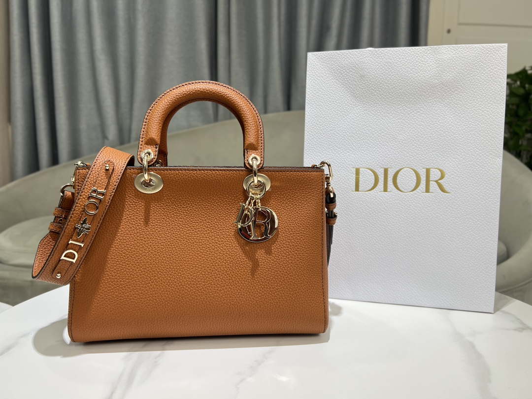Dior M1151 Medium Lady D-Sire My ABCDior Bag Dark Brandy Bull Leather - Default Title - View 1