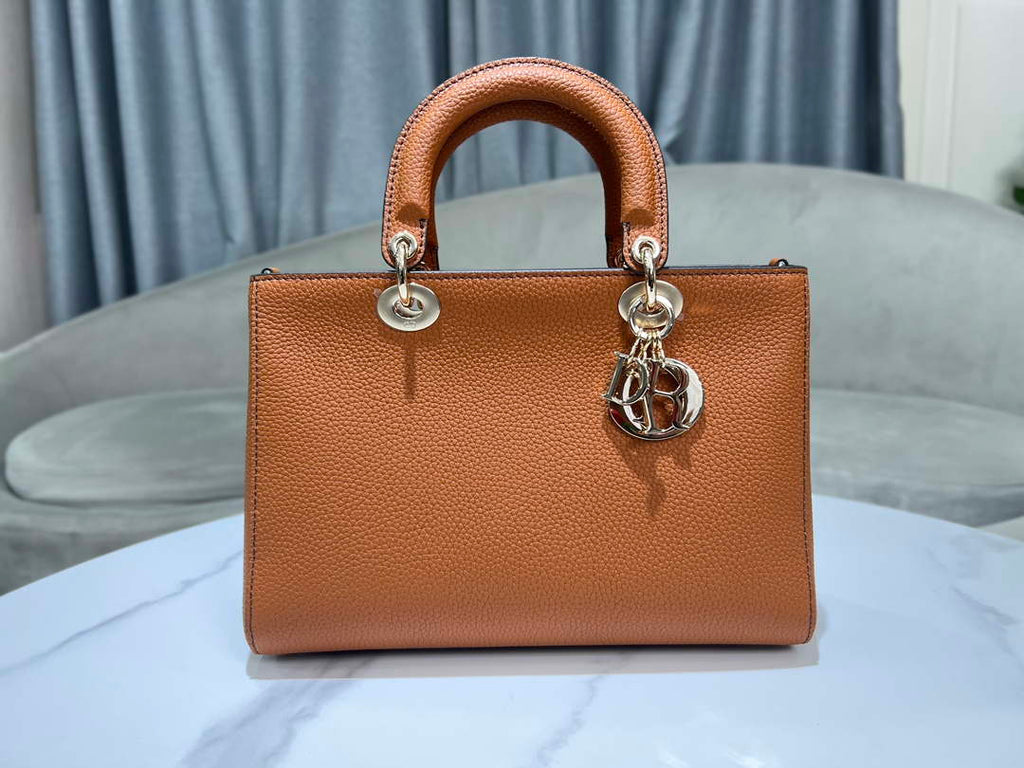 Dior M1151 Medium Lady D-Sire My ABCDior Bag Dark Brandy Bull Leather
