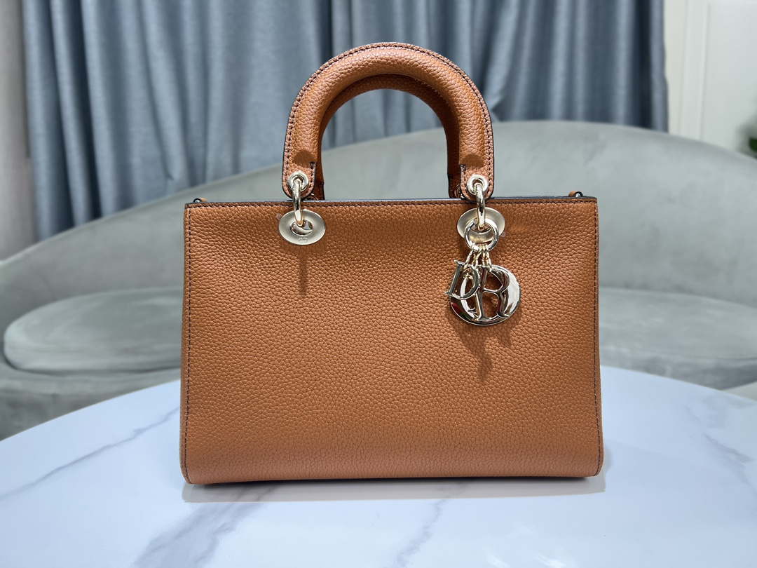 Dior M1151 Medium Lady D-Sire My ABCDior Bag Dark Brandy Bull Leather