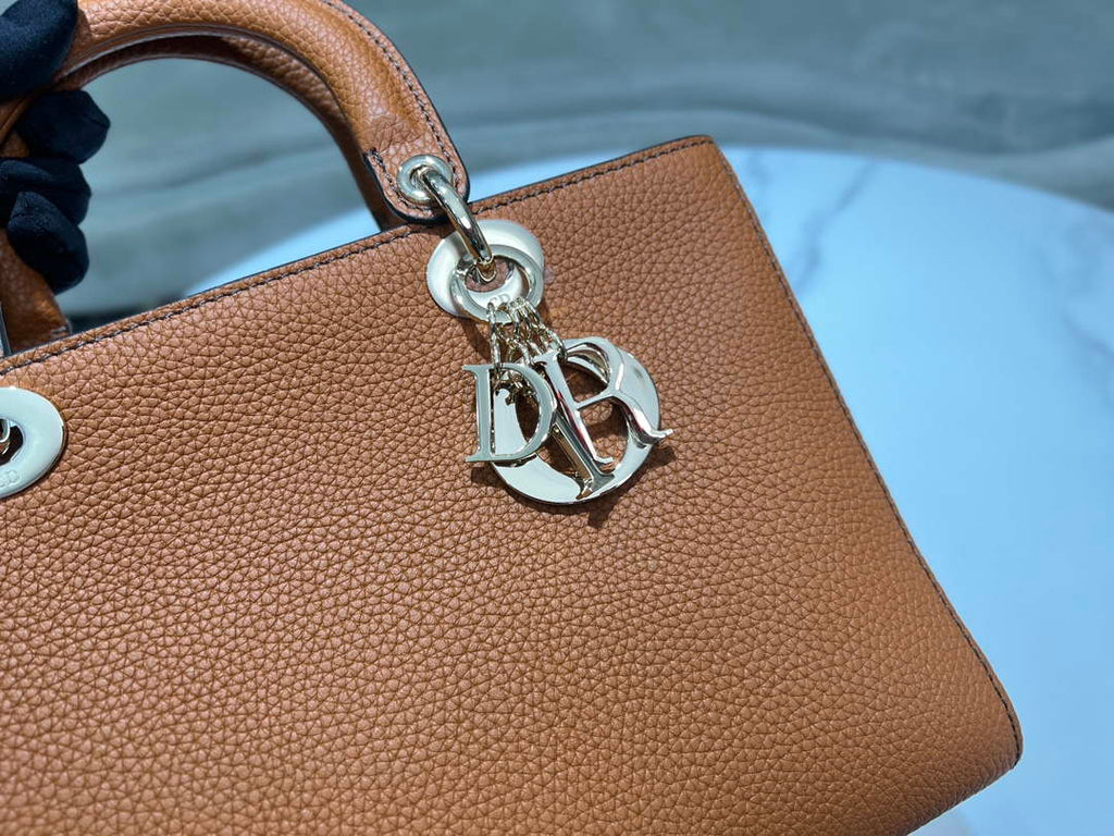Dior M1151 Medium Lady D-Sire My ABCDior Bag Dark Brandy Bull Leather