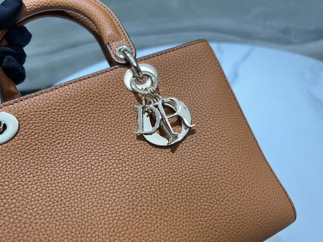 Dior M1151 Medium Lady D-Sire My ABCDior Bag Dark Brandy Bull Leather