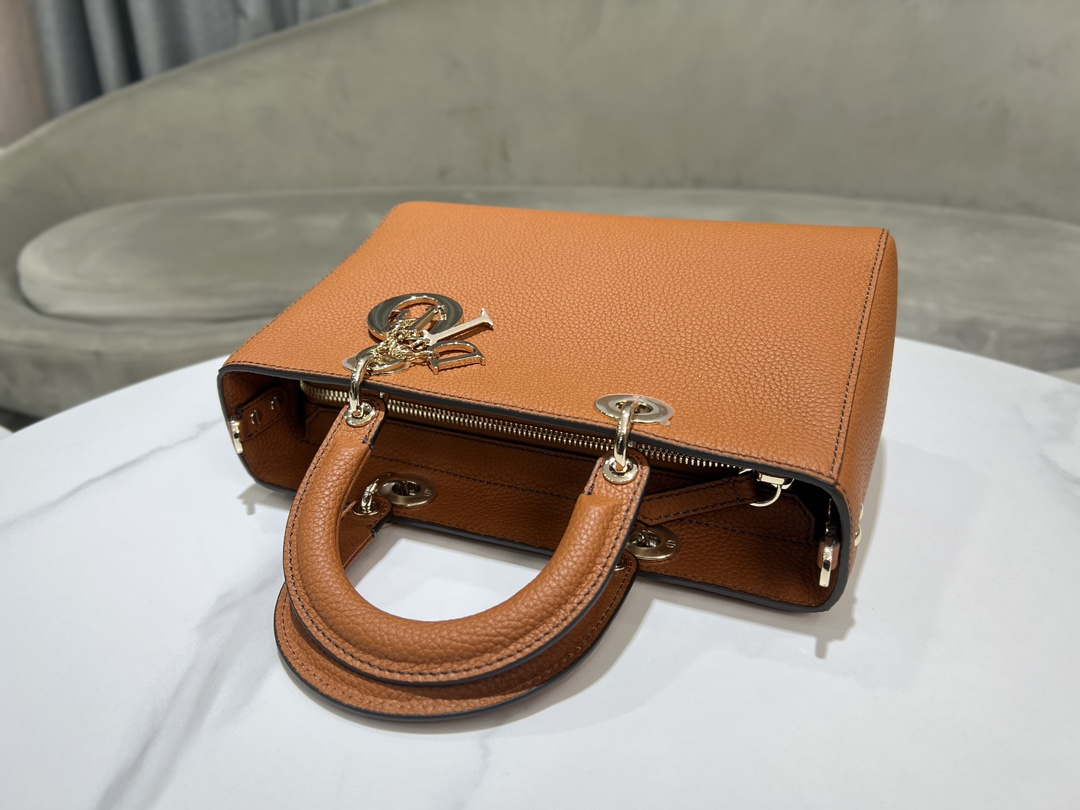 Dior M1151 Medium Lady D-Sire My ABCDior Bag Dark Brandy Bull Leather
