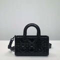Dior M1151 Small Lady D-Sire My ABCDior Bag Black Macrocannage Crinkled Calfskin - Default Title - View 1