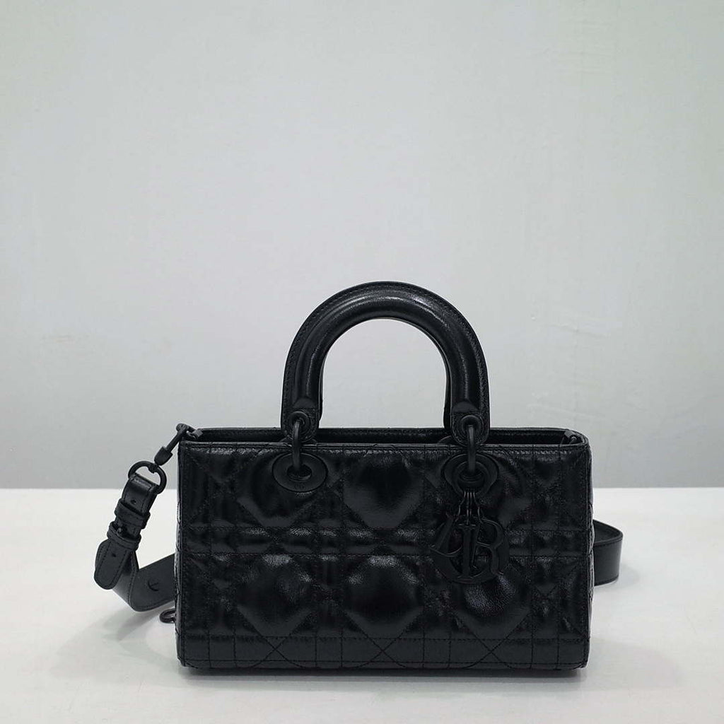 Dior M1151 Small Lady D-Sire My ABCDior Bag Black Macrocannage Crinkled Calfskin