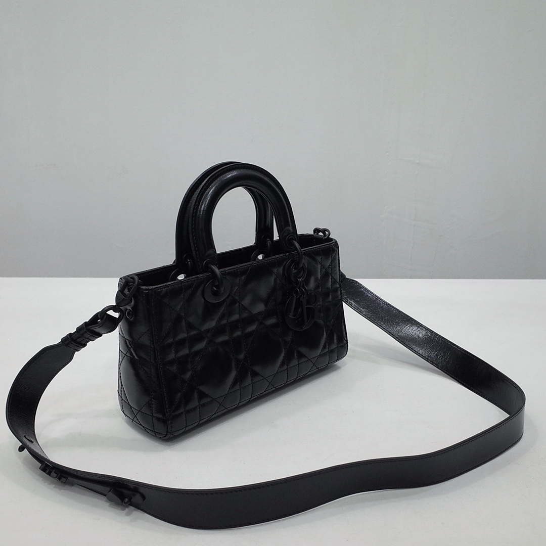 Dior M1151 Small Lady D-Sire My ABCDior Bag Black Macrocannage Crinkled Calfskin
