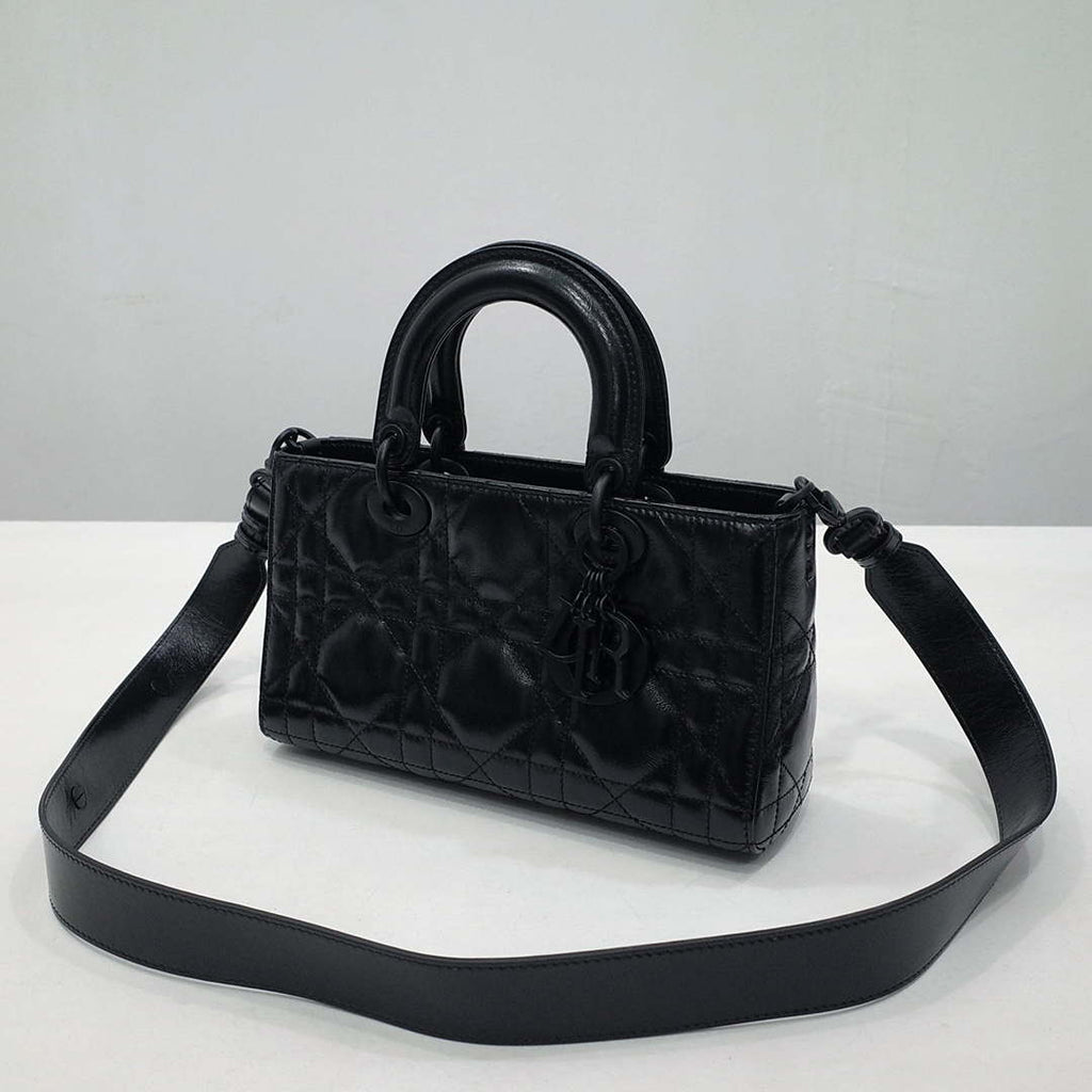 Dior M1151 Small Lady D-Sire My ABCDior Bag Black Macrocannage Crinkled Calfskin