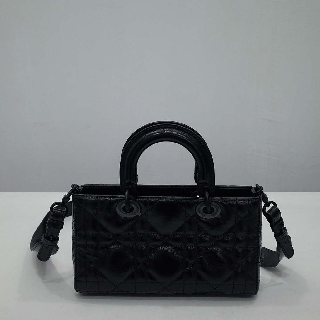 Dior M1151 Small Lady D-Sire My ABCDior Bag Black Macrocannage Crinkled Calfskin