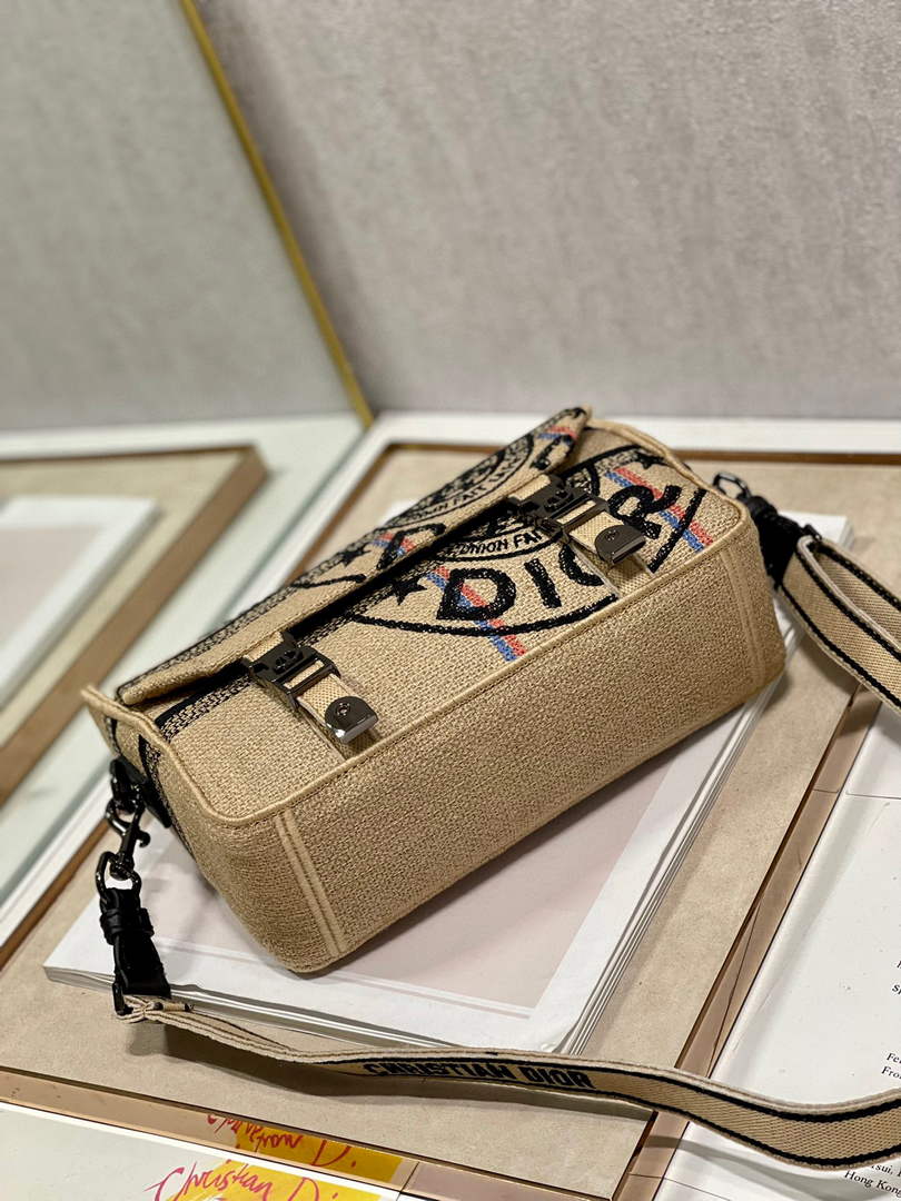 Dior Diorcamp Bag Small Model Beige Union Embroidered Jute Fabric M1241 - Default Title - View 4