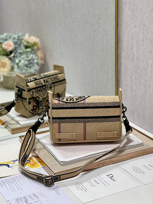 Dior Diorcamp Bag Small Model Beige Union Embroidered Jute Fabric M1241 - Default Title - View 5