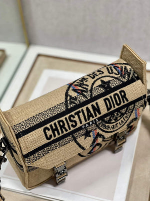 Dior Diorcamp Bag Small Model Beige Union Embroidered Jute Fabric M1241 - Default Title - View 6