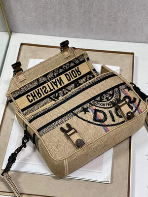 Dior Diorcamp Bag Small Model Beige Union Embroidered Jute Fabric M1241 - Default Title - View 7
