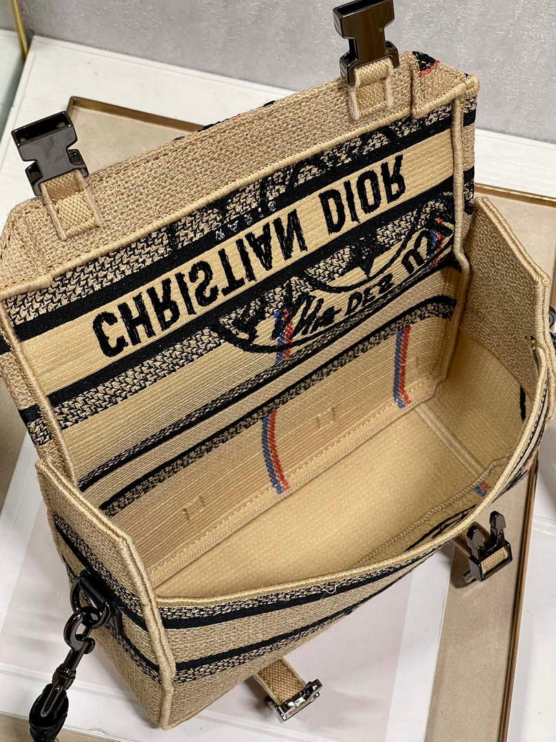 Dior Diorcamp Bag Small Model Beige Union Embroidered Jute Fabric M1241 - Default Title - View 8