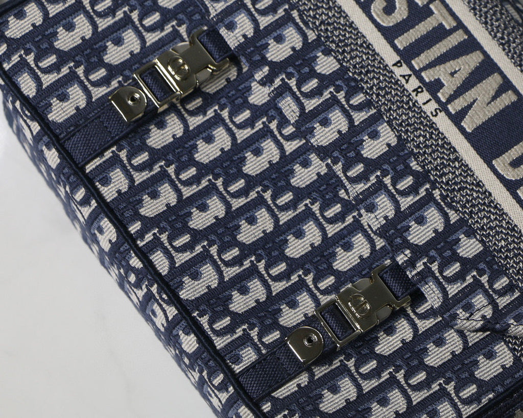 Dior M1241 Small Diorcamp Bag Blue Dior Oblique Embroidery