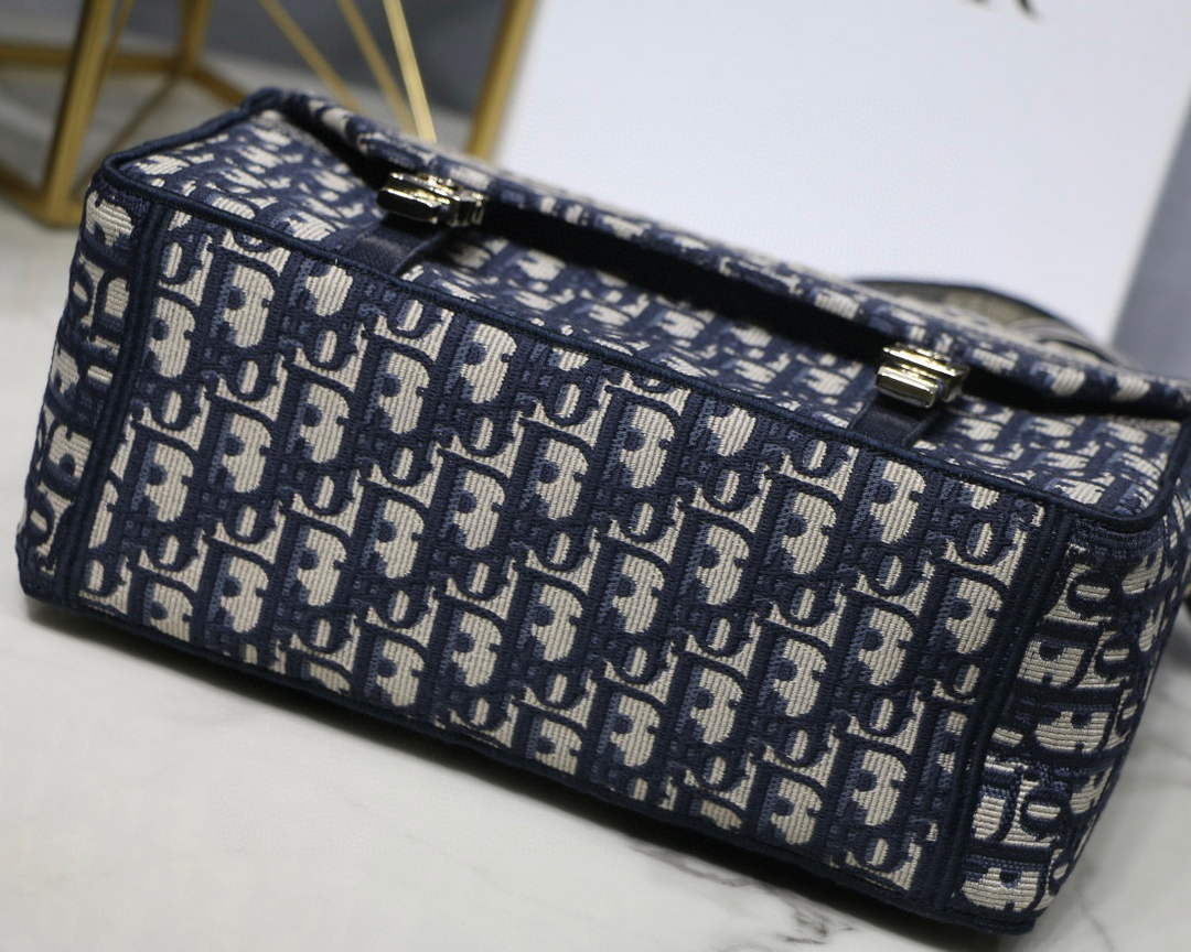 Dior M1241 Small Diorcamp Bag Blue Dior Oblique Embroidery