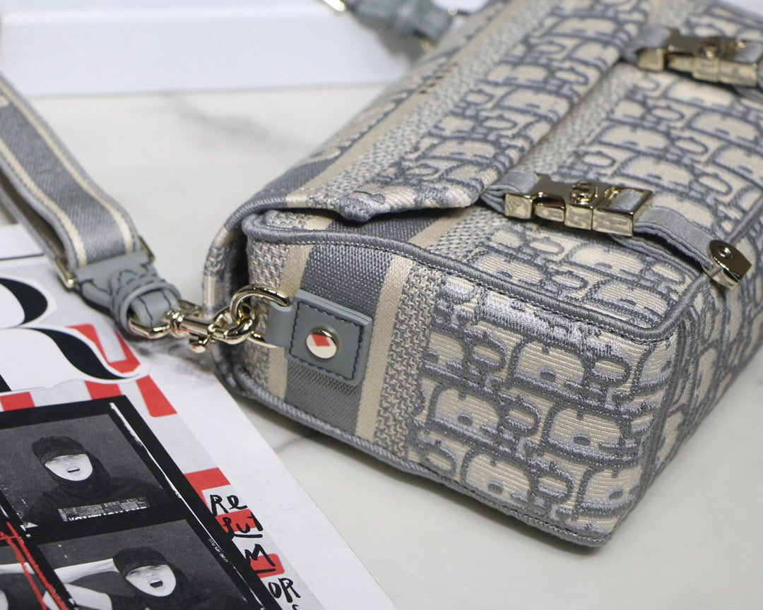 Dior M1241 Small Diorcamp Bag Gray Dior Oblique Embroidery - Default Title - View 5