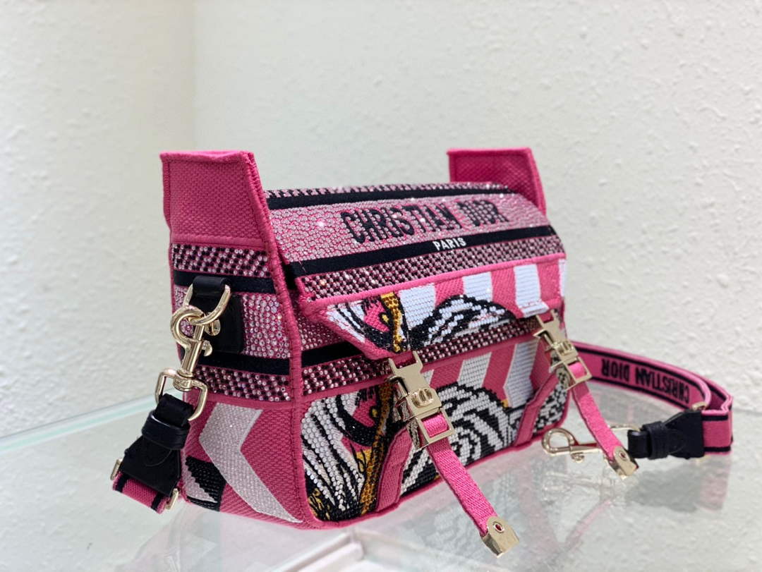Dior M1241 Small Diorcamp Bag Pink Multicolor Toile de Jouy Zoom - Default Title - View 2