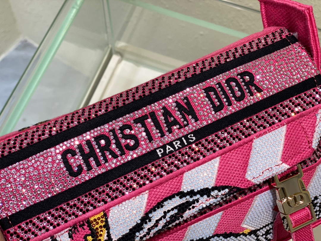 Dior M1241 Small Diorcamp Bag Pink Multicolor Toile de Jouy Zoom