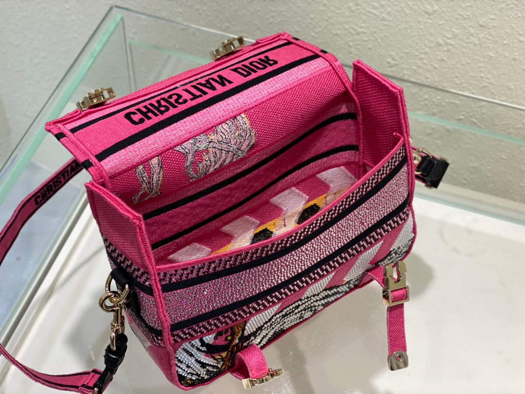 Dior M1241 Small Diorcamp Bag Pink Multicolor Toile de Jouy Zoom