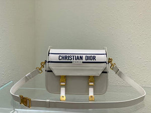 Dior M1243 Small Diorcamp Bag White and Blue Smooth Calfskin - Default Title - View 1