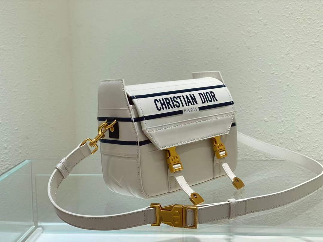 Dior M1243 Small Diorcamp Bag White and Blue Smooth Calfskin