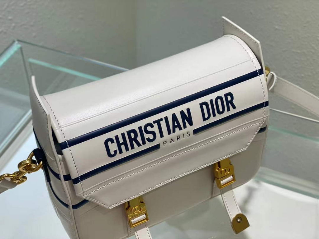 Dior M1243 Small Diorcamp Bag White and Blue Smooth Calfskin