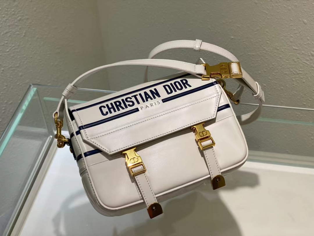 Dior M1243 Small Diorcamp Bag White and Blue Smooth Calfskin - Default Title - View 4