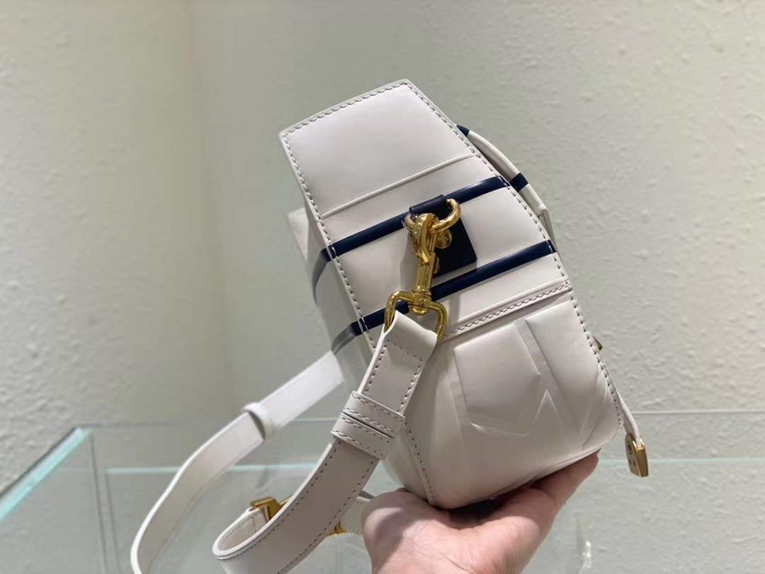 Dior M1243 Small Diorcamp Bag White and Blue Smooth Calfskin - Default Title - View 5